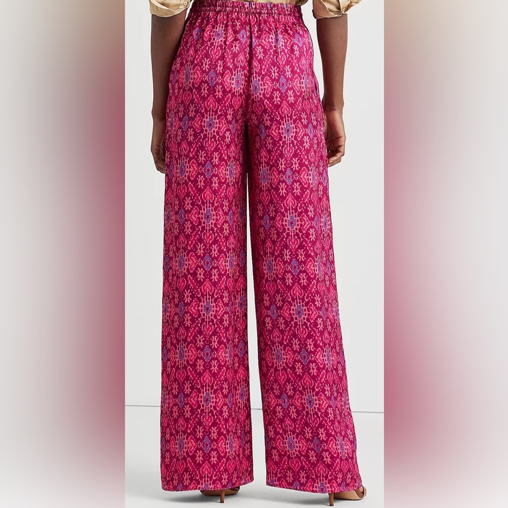 Woman's LAUREN Ralph Lauren Geo-Print Satin Shantung Wide-Leg Pants - Picture 2 of 4